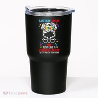 Autism Mom Much Stronger Awareness Messy Bun Puzzle Tumbler thumb 0