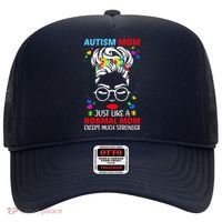Autism Mom Much Stronger Awareness Messy Bun Puzzle Hat thumb 0