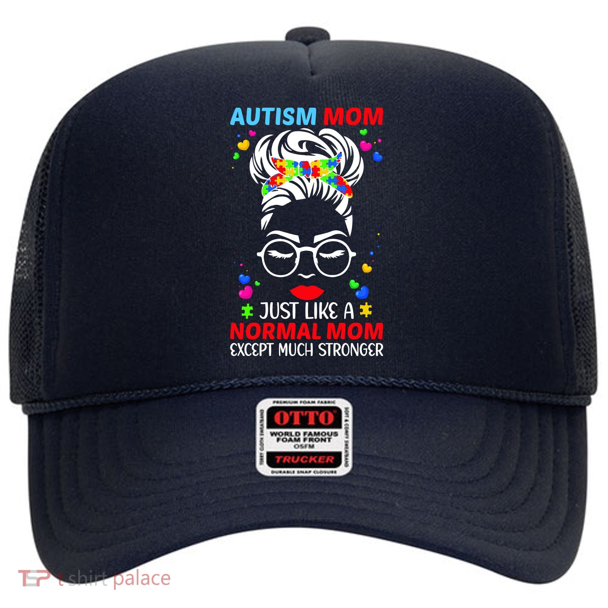 Autism Mom Much Stronger Awareness Messy Bun Puzzle Hat