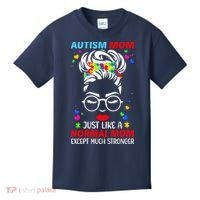Autism Mom Much Stronger Awareness Messy Bun Puzzle Kids T-Shirt thumb 0