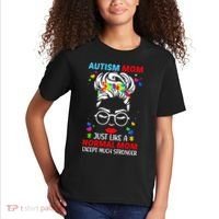 Autism Mom Much Stronger Awareness Messy Bun Puzzle Kids T-Shirt thumb 2