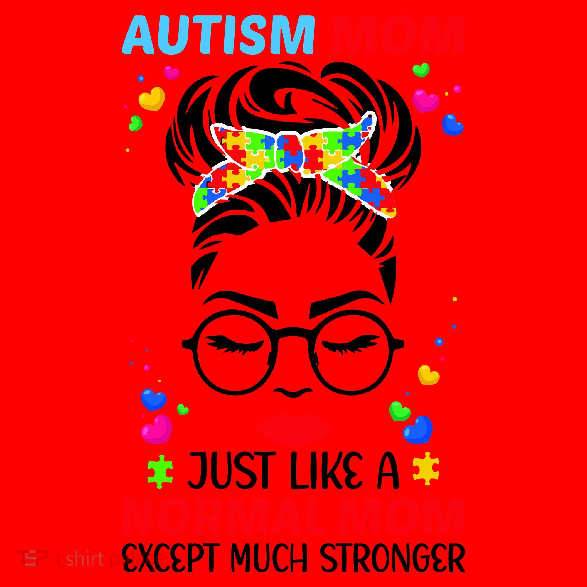Autism Mom Much Stronger Awareness Messy Bun Puzzle Santa Hat