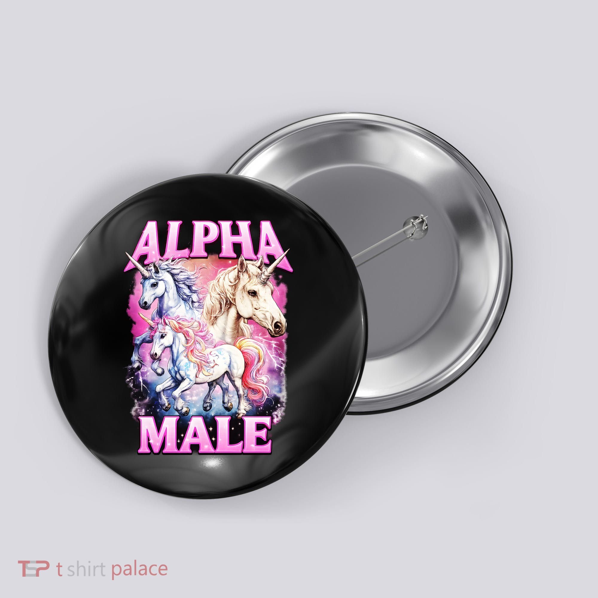 Alpha Male Magical Unicorn Button