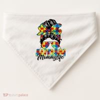 Autism Mommy Messy Bun Sunglasses Bandana Autism Awareness USA-Made Doggie Bandana thumb 0