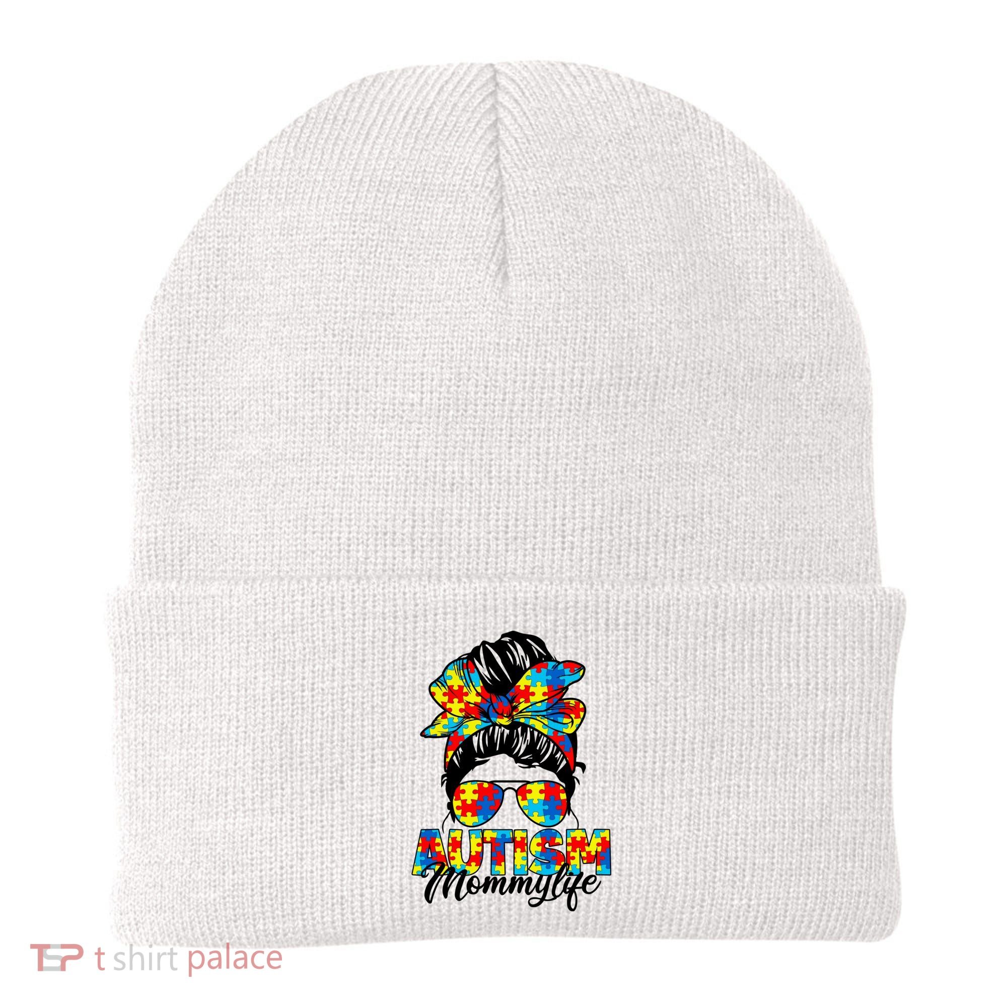 Autism Mommy Messy Bun Sunglasses Bandana Autism Awareness Beanie
