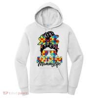 Autism Mommy Messy Bun Sunglasses Bandana Autism Awareness Women's Hoodie thumb 0