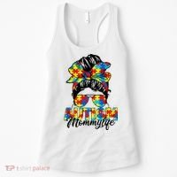 Autism Mommy Messy Bun Sunglasses Bandana Autism Awareness Women's Tank Top thumb 0