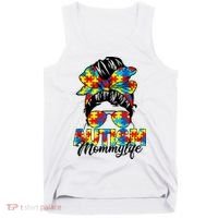 Autism Mommy Messy Bun Sunglasses Bandana Autism Awareness Tank Top thumb 0
