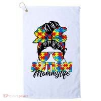 Autism Mommy Messy Bun Sunglasses Bandana Autism Awareness Golf Towel thumb 0