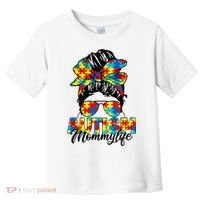 Autism Mommy Messy Bun Sunglasses Bandana Autism Awareness Toddler T-Shirt thumb 0