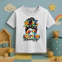 Autism Mommy Messy Bun Sunglasses Bandana Autism Awareness Toddler T-Shirt thumb 3