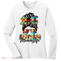 Autism Mommy Messy Bun Sunglasses Bandana Autism Awareness Women's Long Sleeve Shirt thumb 0