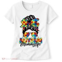 Autism Mommy Messy Bun Sunglasses Bandana Autism Awareness Women's T-Shirt thumb 0