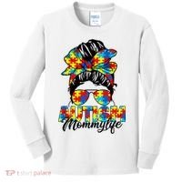 Autism Mommy Messy Bun Sunglasses Bandana Autism Awareness Kids Long Sleeve Shirt thumb 0