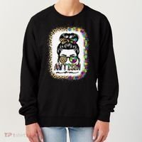 Autism Mom Messy Bun Puzzle Piece Awareness Mothers Day Women's Sweatshirt thumb 0