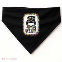 Autism Mom Messy Bun Puzzle Piece Awareness Mothers Day USA-Made Doggie Bandana thumb 0