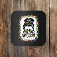 Autism Mom Messy Bun Puzzle Piece Awareness Mothers Day Coaster thumb 0
