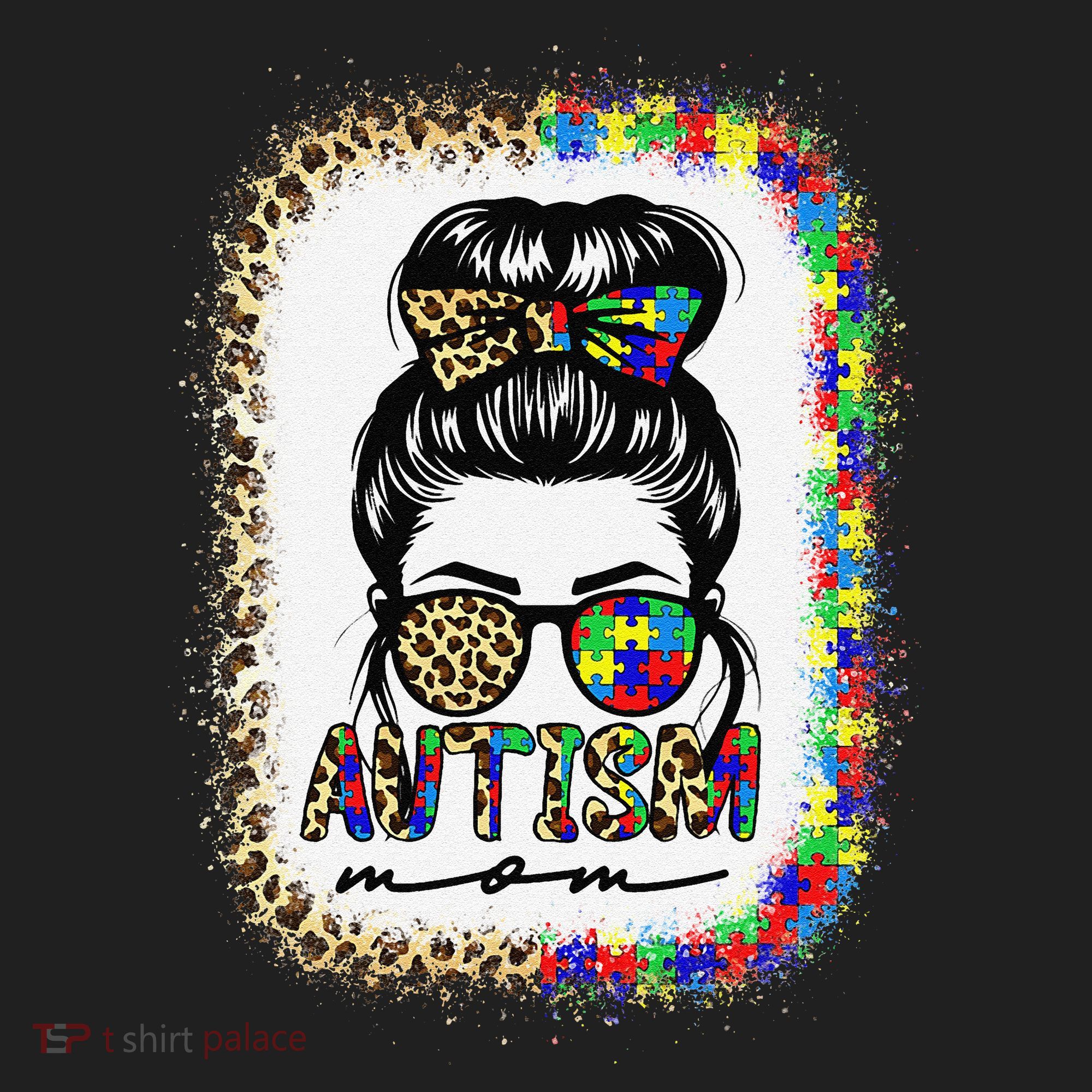 Autism Mom Messy Bun Puzzle Piece Awareness Mothers Day Tumbler