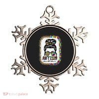 Autism Mom Messy Bun Puzzle Piece Awareness Mothers Day Ornament thumb 0