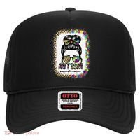 Autism Mom Messy Bun Puzzle Piece Awareness Mothers Day Hat thumb 0