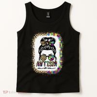 Autism Mom Messy Bun Puzzle Piece Awareness Mothers Day Tank Top thumb 2