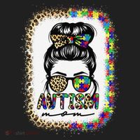 Autism Mom Messy Bun Puzzle Piece Awareness Mothers Day Golf Towel thumb 3