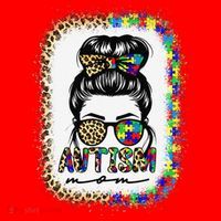 Autism Mom Messy Bun Puzzle Piece Awareness Mothers Day Santa Hat thumb 1
