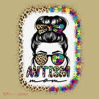 Autism Mom Messy Bun Puzzle Piece Awareness Mothers Day Hoodie thumb 2