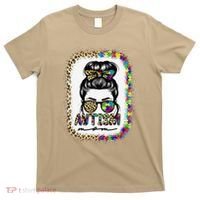 Autism Mom Messy Bun Puzzle Piece Awareness Mothers Day T-Shirt thumb 0