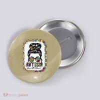 Autism Mom Messy Bun Puzzle Piece Awareness Mothers Day Button thumb 0