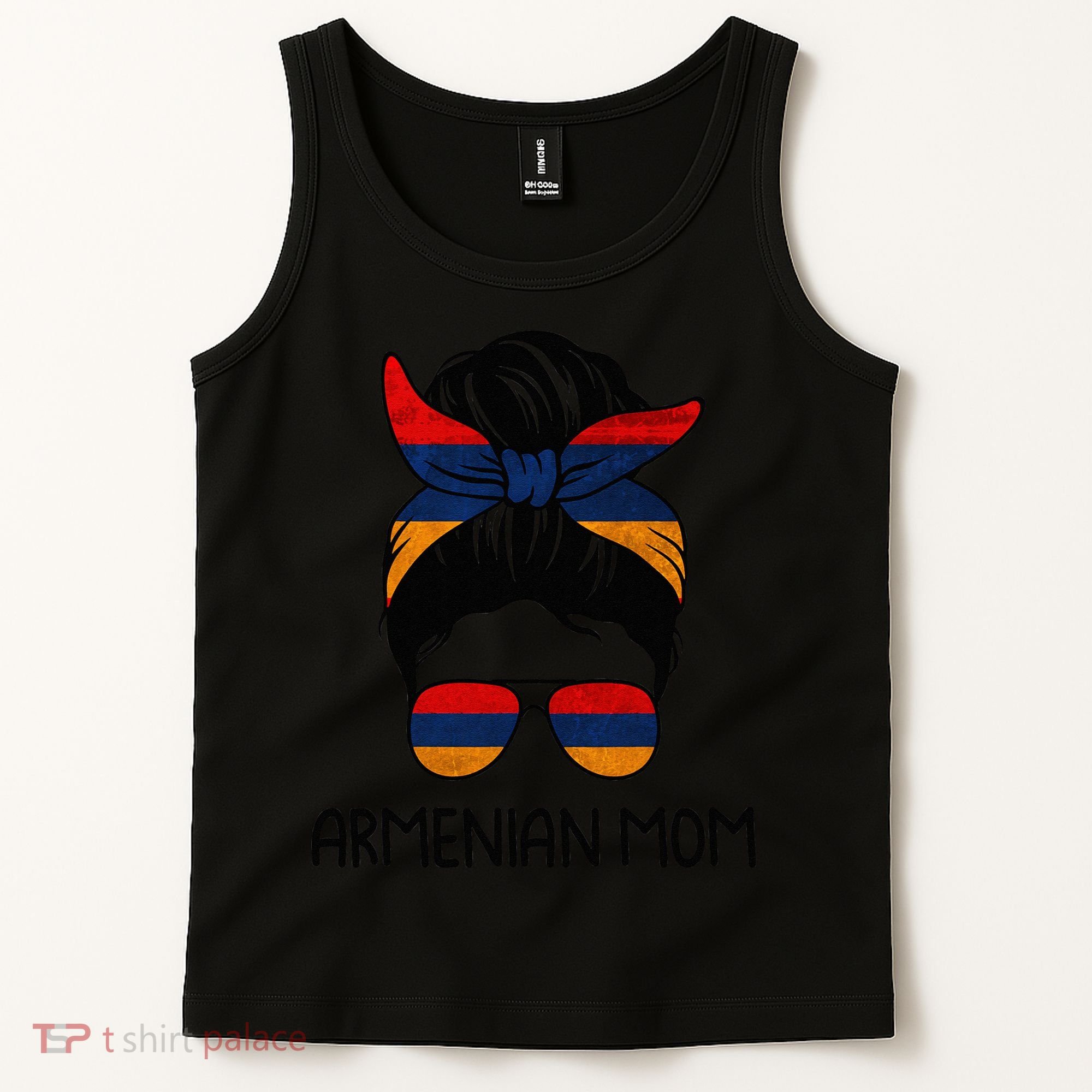 Armenian Mom Messy Bun Sunglasses Flag Mothers Day Tank Top
