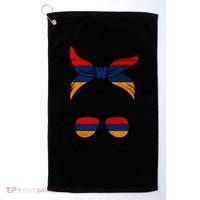 Armenian Mom Messy Bun Sunglasses Flag Mothers Day Golf Towel thumb 0
