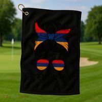 Armenian Mom Messy Bun Sunglasses Flag Mothers Day Golf Towel thumb 1