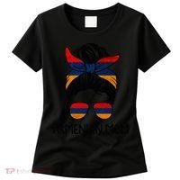 Armenian Mom Messy Bun Sunglasses Flag Mothers Day Women's T-Shirt thumb 0