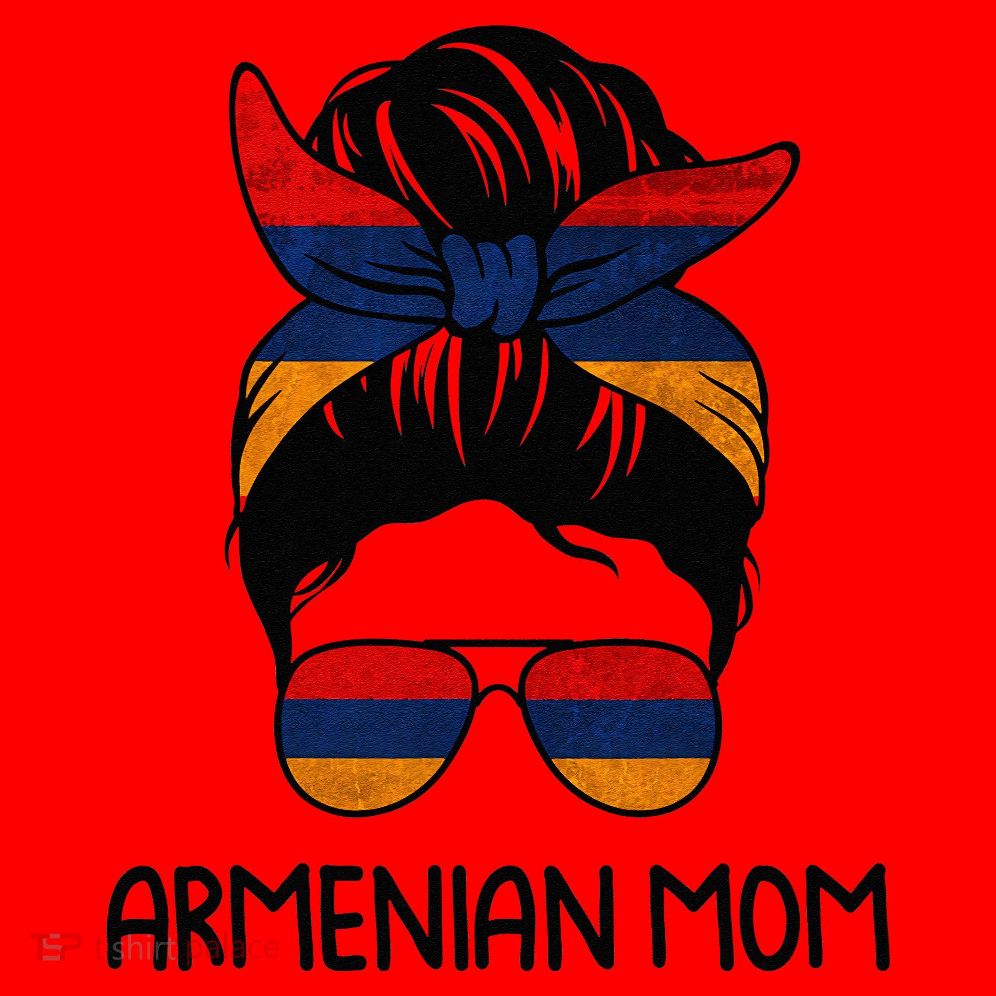 Armenian Mom Messy Bun Sunglasses Flag Mothers Day Santa Hat