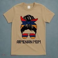 Armenian Mom Messy Bun Sunglasses Flag Mothers Day T-Shirt thumb 5