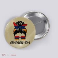 Armenian Mom Messy Bun Sunglasses Flag Mothers Day Button thumb 0
