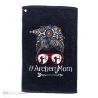 Archery Mom Mothers Day Bowhunter Archer Bowman Bows Golf Towel thumb 0