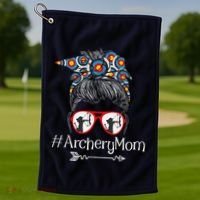 Archery Mom Mothers Day Bowhunter Archer Bowman Bows Golf Towel thumb 1