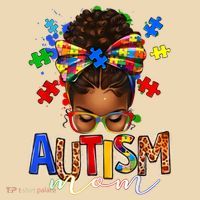 Autism Mom Messy Bun Black Women Autism Awareness Puzzle Tote Bag thumb 4