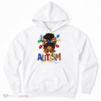 Autism Mom Messy Bun Black Women Autism Awareness Puzzle Hoodie thumb 0