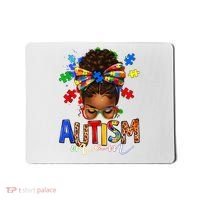 Autism Mom Messy Bun Black Women Autism Awareness Puzzle Mousepad thumb 0