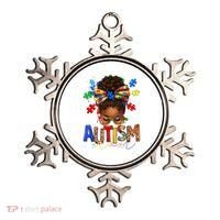 Autism Mom Messy Bun Black Women Autism Awareness Puzzle Ornament thumb 0