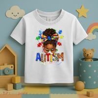 Autism Mom Messy Bun Black Women Autism Awareness Puzzle Toddler T-Shirt thumb 3