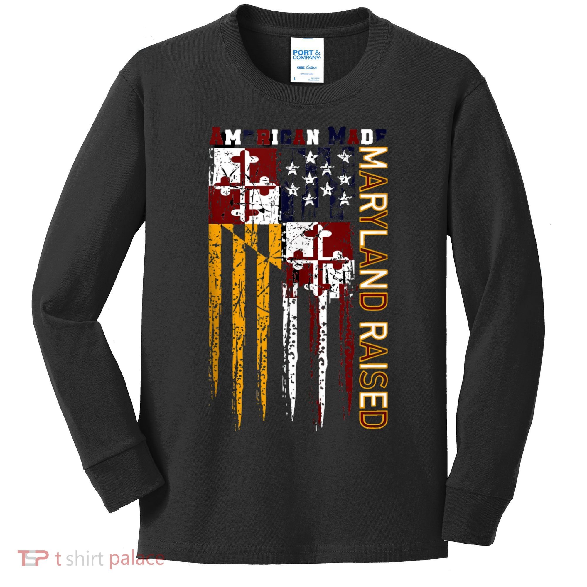 American Made Maryland Raised Kids Long Sleeve Shirt