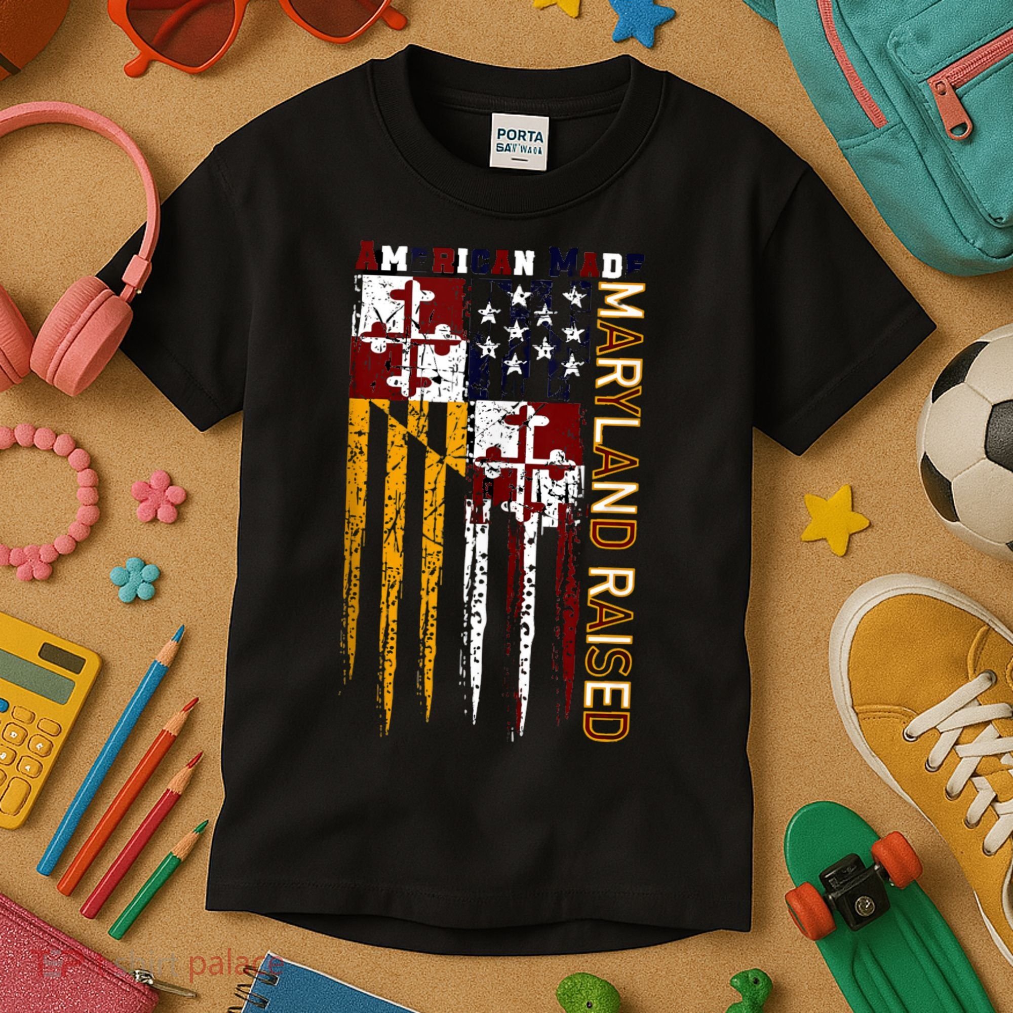 American Made Maryland Raised Kids T-Shirt
