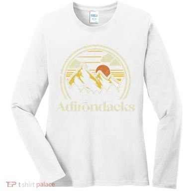 Adirondacks Mountains New York Vintage Hiking Camp Retro Women's Long Sleeve Shirt