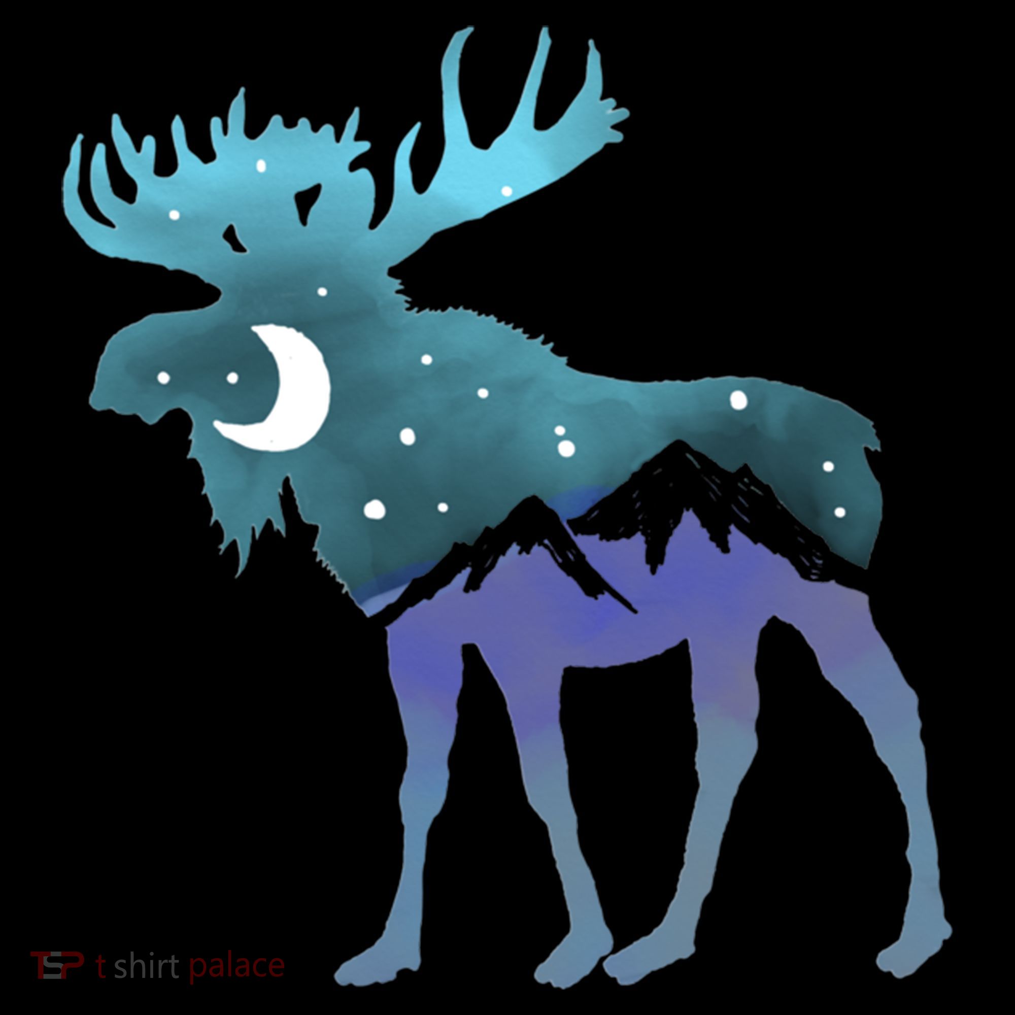 Artistic Moose Night Sky Moon And Stars Retro Graphic Cute Gift Coffee Mug