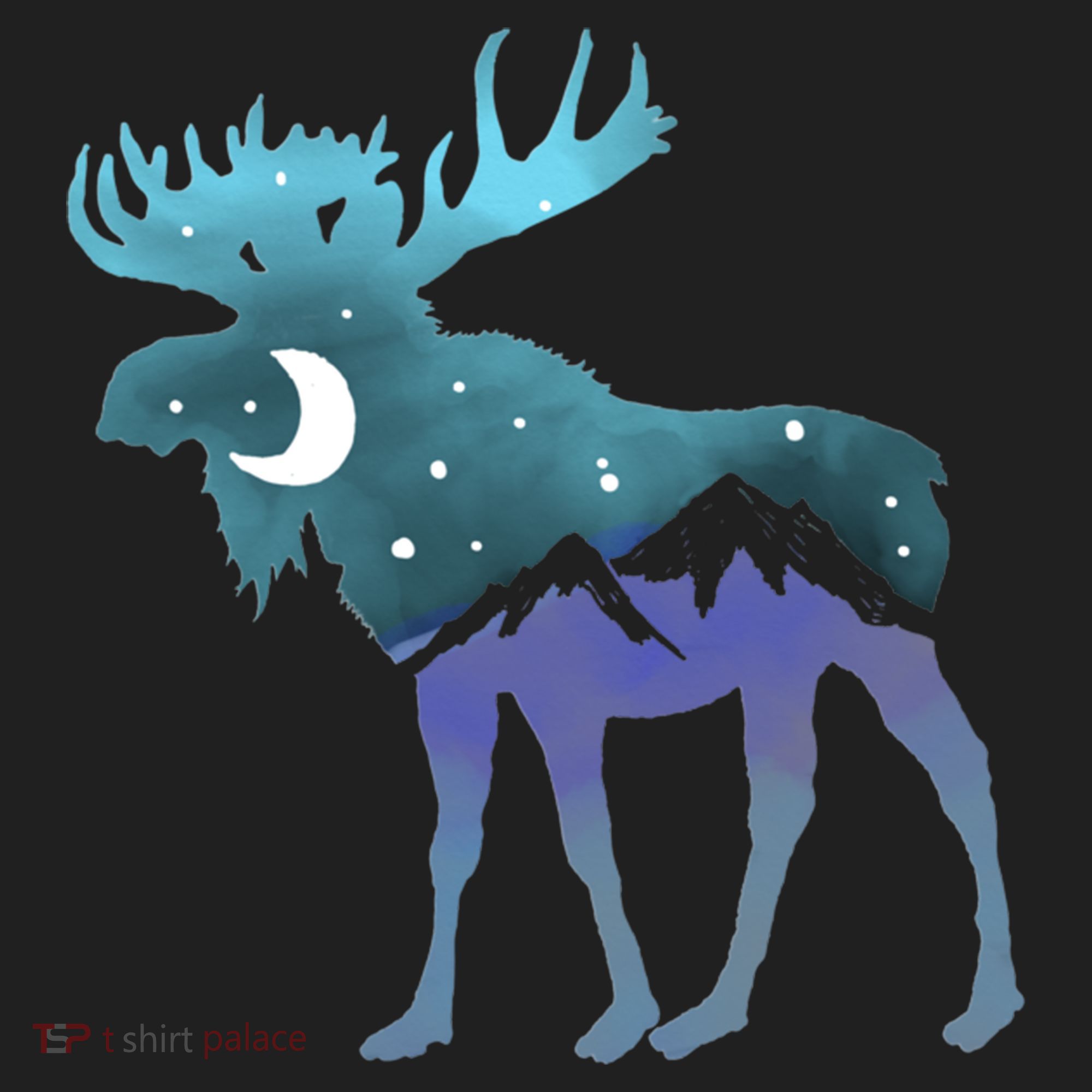 Artistic Moose Night Sky Moon And Stars Retro Graphic Cute Gift Beanie