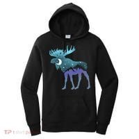 Artistic Moose Night Sky Moon And Stars Retro Graphic Cute Gift Women's Hoodie thumb 0